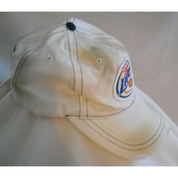 MILLER LITE Hat Cap Distressed Licensed Beer Logo White Cotton OSFA - Picture 3 of 5